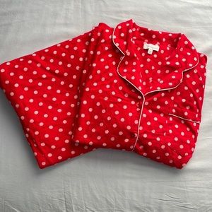 Pajamagram red with white polka dot flannel boyfriend pajamas